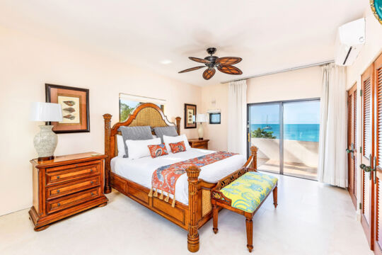 Luxury bedroom with ocean view.
