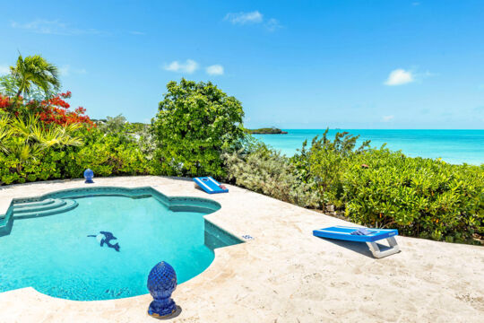 Pool overlooking turquoise ocean.