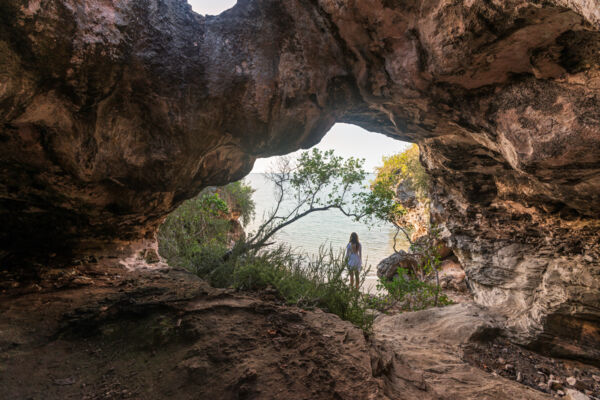 The Pirate's Cave and ocean at West Harbour Bluff