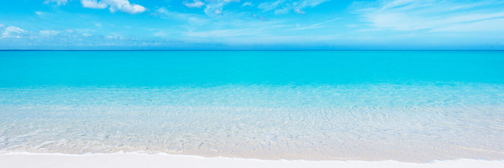 White sand and turquoise water at Leeward Beach on Providenciales