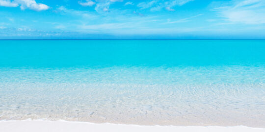 White sand and turquoise water at Leeward Beach on Providenciales