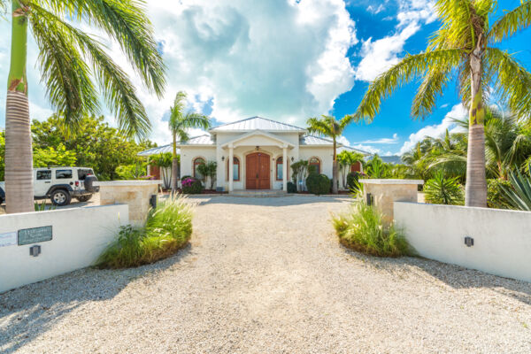 Aerial view of Leeward Jewel villa on the canal in Leeward