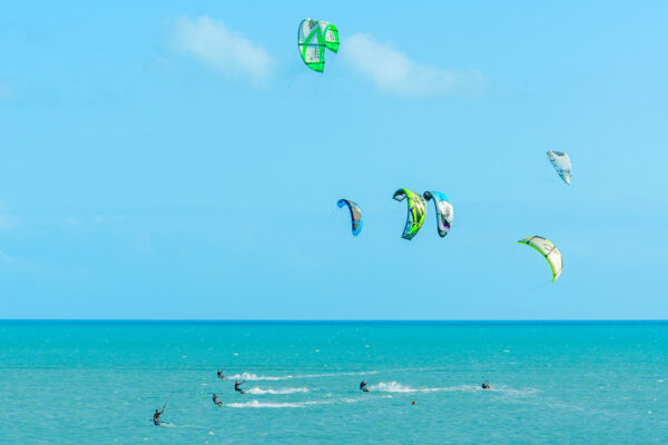 Kiteboarding at Long Bay Beach in the Turks and Caicos