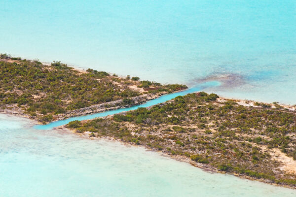 Aerial view of small canal near Lorimers on Middle Caicos