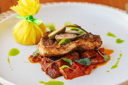A gourmet fish dish at Lua restaurant on Providenciales, Turks and Caicos.