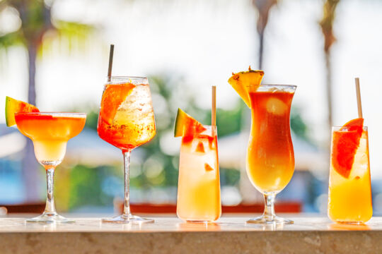 Cocktails at the bar. 