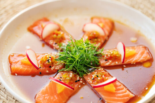 King salmon sashimi at Lua Beach House. 
