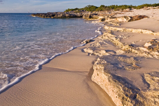 Sunset on the rocky coastline of Malcolm's Road Beach