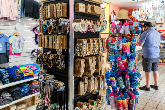 Necklaces and bracelets in a gift shop