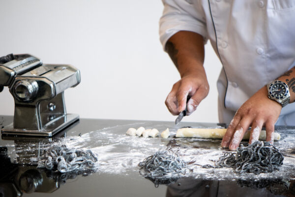 Chef making fresh pasta