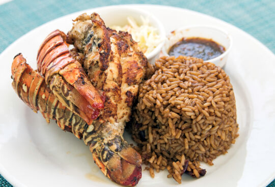 Grilled local lobster dinner