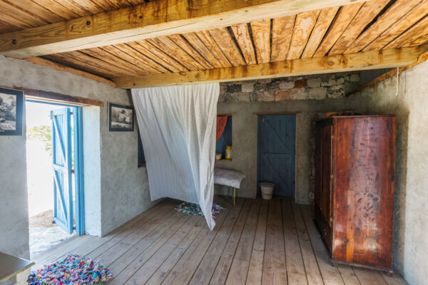 Interior of small stone house in the Turks and Caicos