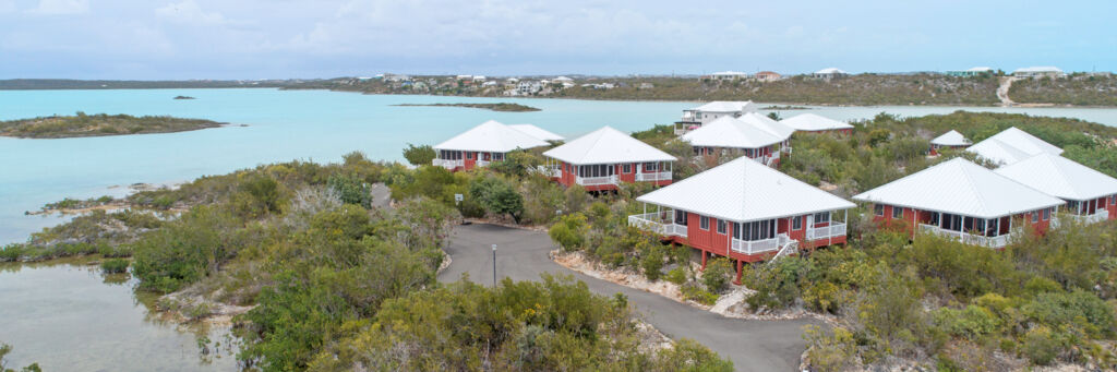 Aerial view of Neptune Villas at Chalk Sound on Providenciales