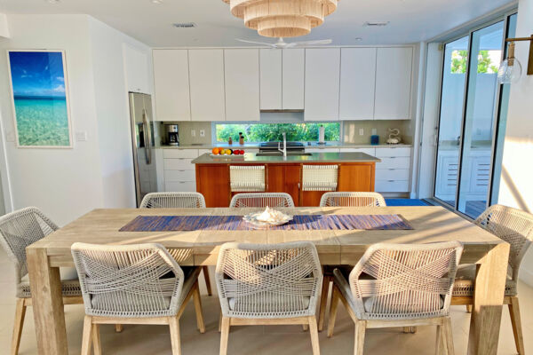 Dining table and kitchen