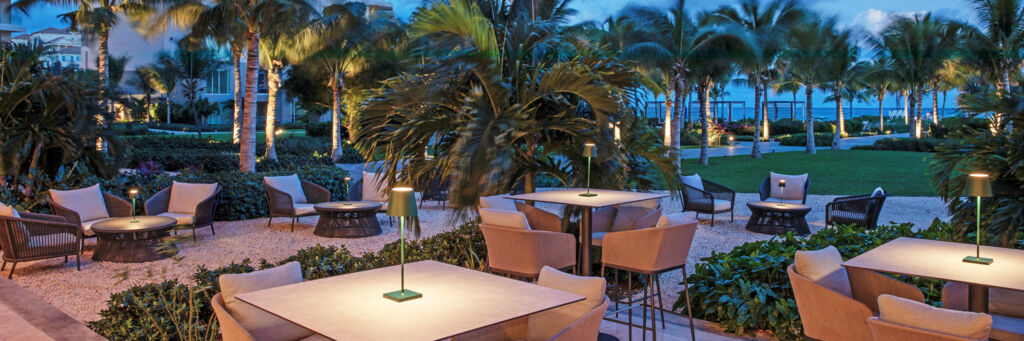 Elegant restaurant seating at Noori at The Ritz-Carlton on Grace Bay
