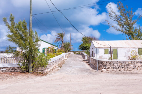 A quiet residential street in North District on Salt Cay