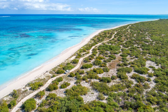 Aerial view of track to Northwest Point on Providenciales