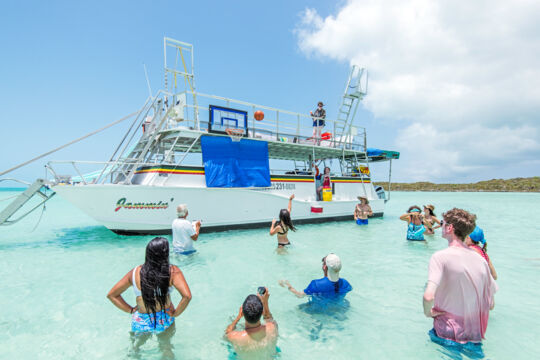 Playing basket ball in the ocean