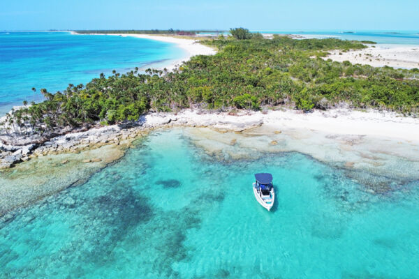 Boat at a cove in the Turks and Caicos