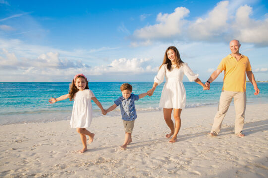 Family on Grace Bay Beach