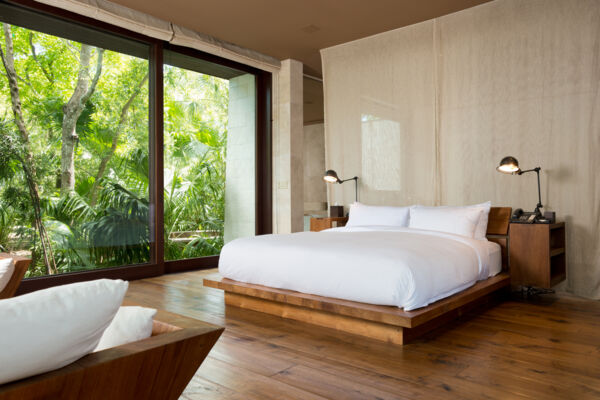 Bathroom and outdoor shower in a luxury villa