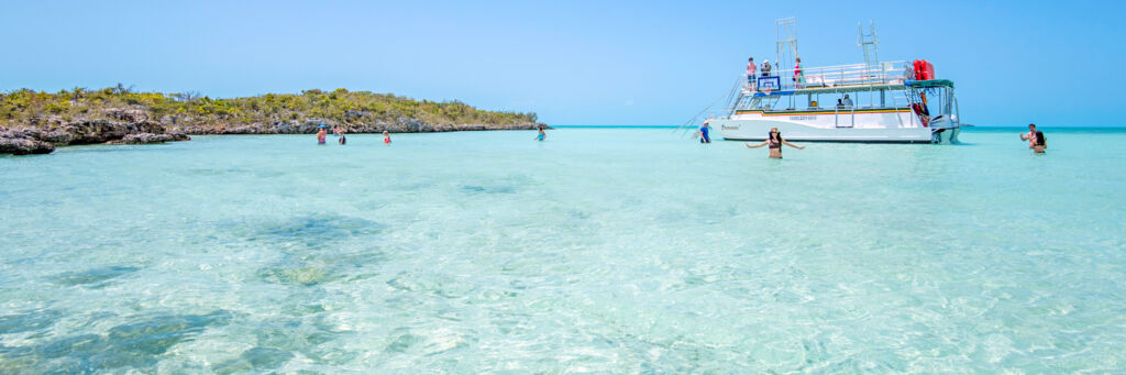 Boat in shallow lagoon