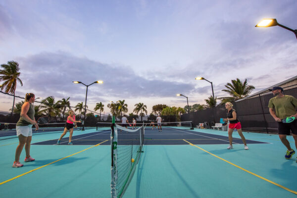 Pickleball court at dust in the Turks and Caicos