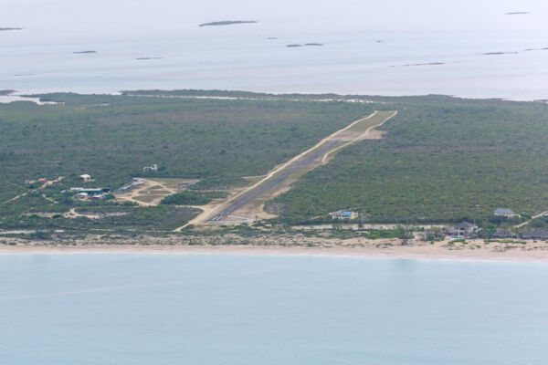 View of the approach to Pine Cay Airport (PIC)