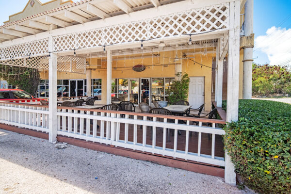 Dining terrace at Pizza Pizza.