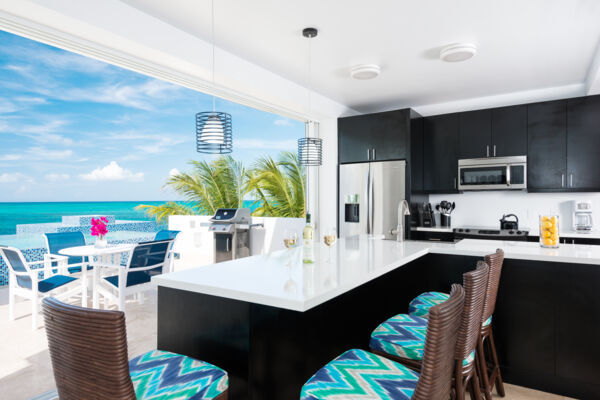 Oceanview and living space at Plum Wild villa in the Turks and Caicos