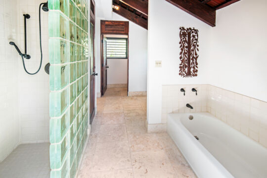 Shower and bath.