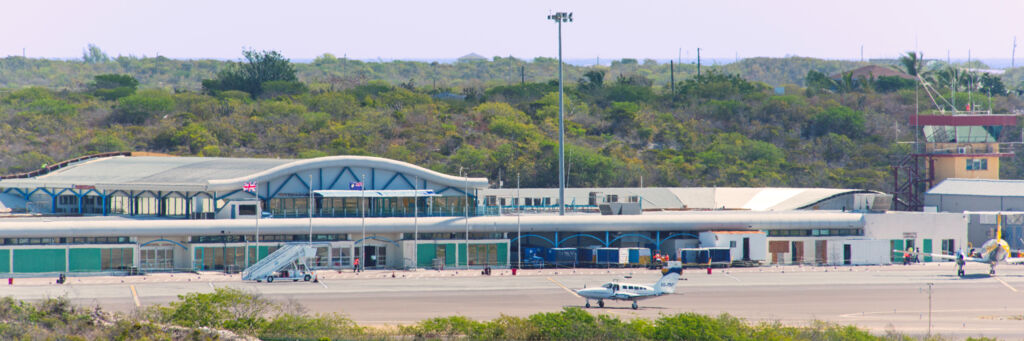 The main terminal and gates at the Providenciales International Airport