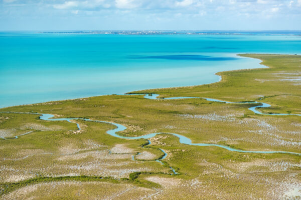 Aerial view of the Ramsar Nature Reserve on North Caicos