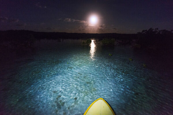 Full moon paddle boarding in the Turks and Caicos