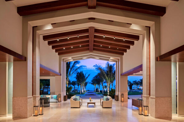 Lobby at the Ritz-Carlton resort in Turks and Caicos