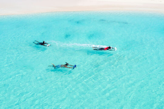 Aerial view of sea scooter being used