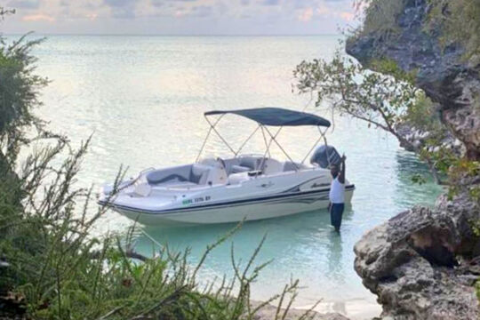 Boat at Pirate's Cave in Turks and Caicos