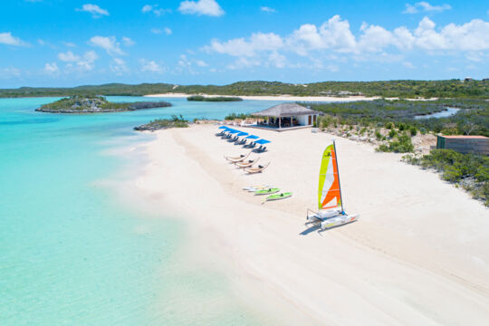 The Cove beach on Bell Sound lagoon on South Caicos