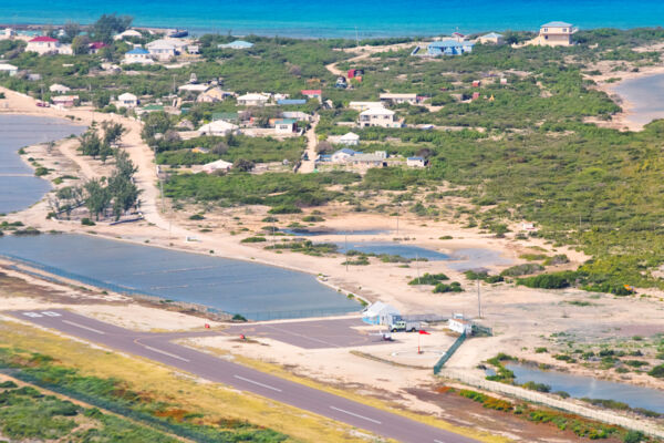 Aerial view of the Salt Cay Airport