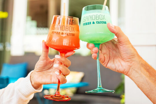 Two glasses of frozen rosé wine at Sandbox in Turks and Caicos