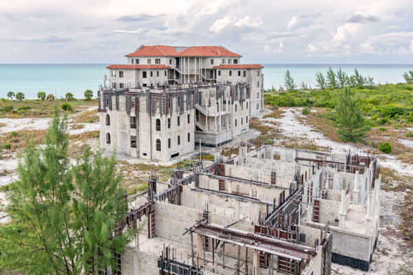 Unfinished resort at Sandy Point on North Caicos