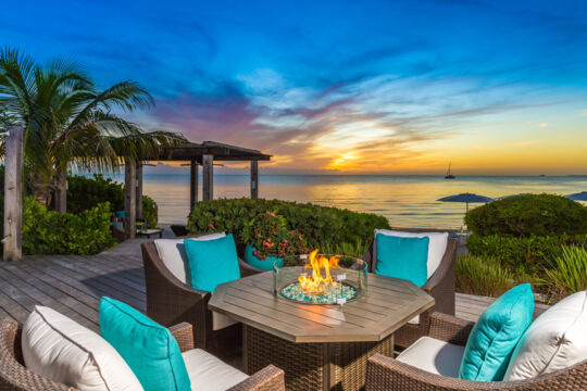 Deck loungers at sunset