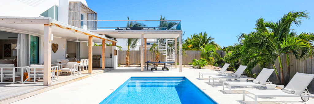 Pool at a luxury villa in Turks and Caicos. 
