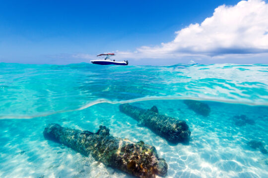 underwater cannons at Fort George Cay