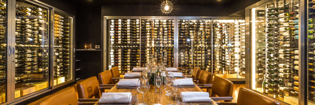 The Tasting Room at Seven restaurant, with wine bottles