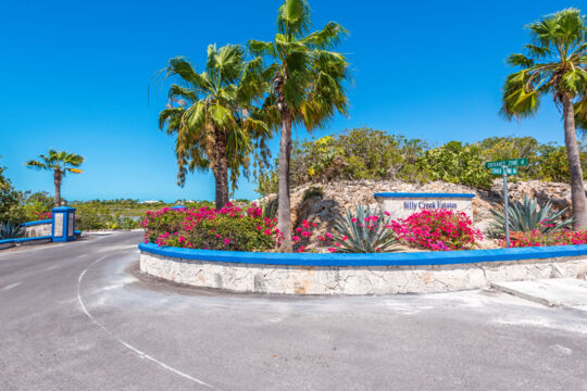 Road and Silly Creek Estates sign on Providenciales