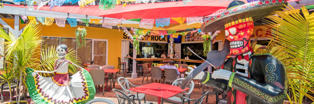 exterior of Skull Rock Cantina at Ports of Call plaza