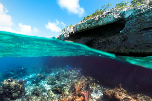 Underwater cave in Turks and Caicos