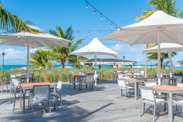 Beachfront tables at Solana restaurant