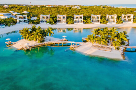 Private lagoon in Turks and Caicos at sunset. 